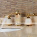 Tap Contemporary Widespread Waterfall / Widespread with Ceramic Valve Two Handles Three Holes for Ti-PVD   Bathroom Sink Faucet  Golden+White - B0777HH725